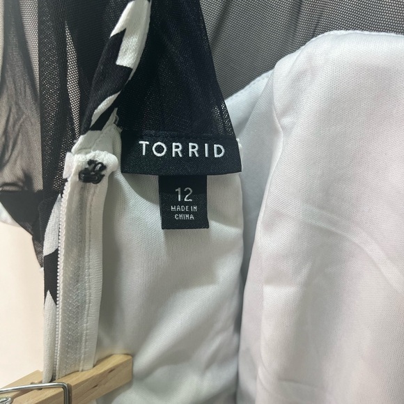 Torrid Houndstooth Plaid Midi Mesh Swing Dress 12  Women's Black White - Picture 2 of 7